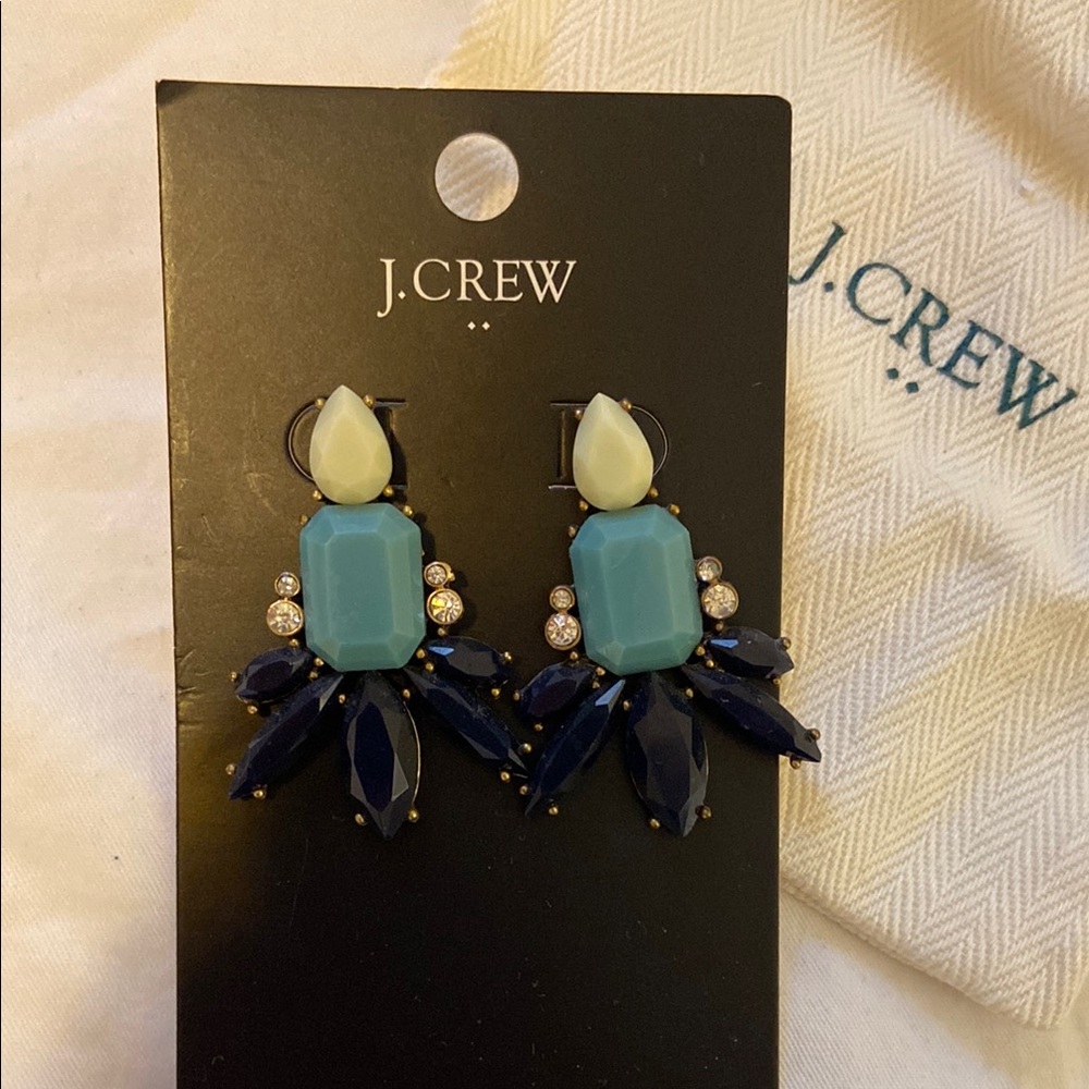 J. Crew Blue & Cream Statement Earrings
